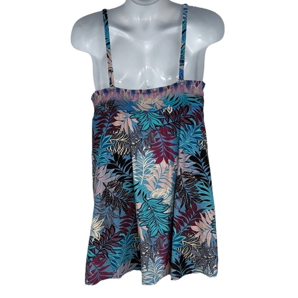 Swimsuits For All Swimsuit Swim Dress  16 C/D Cup 1-Piece Leaf Print Blue *flaw - Picture 2 of 10